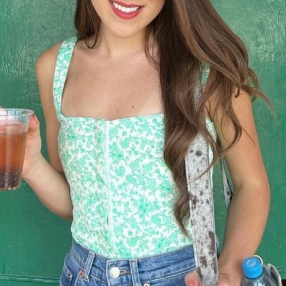 Zara green floral corset - Picture 1 of 3